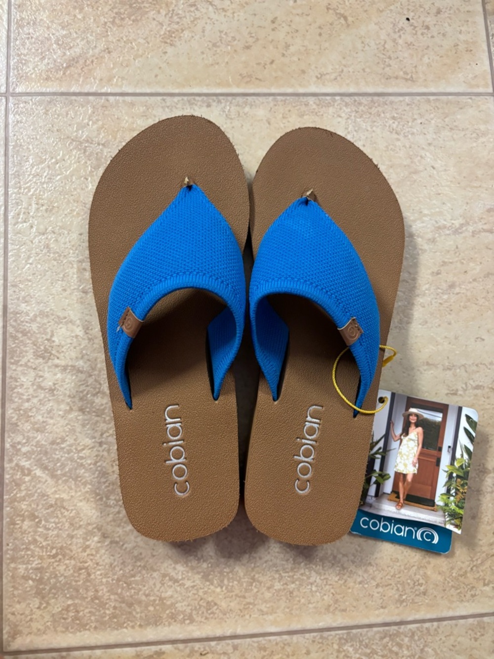 Cobian Blue Strap Brown Footbed Flip Flops